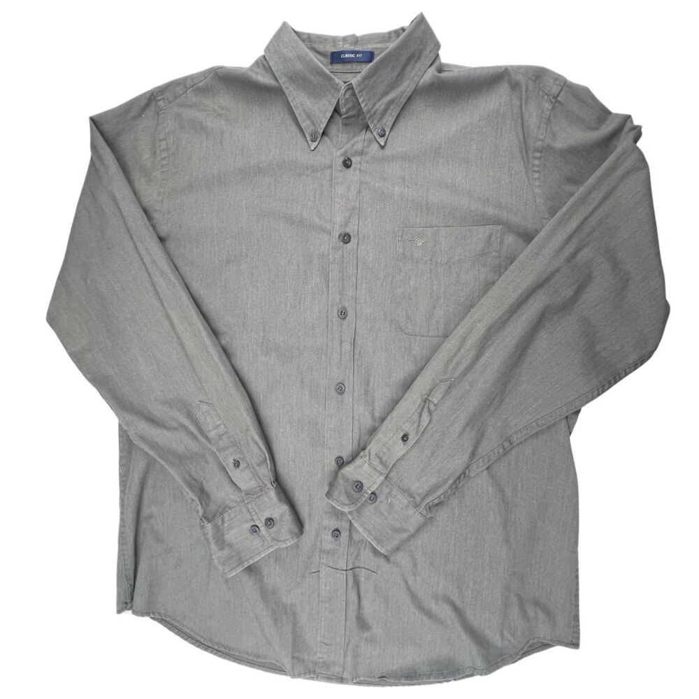 Dockers Button Up Shirt Mens XLT Green Neutral Casual Long Sleeve Versatile Top